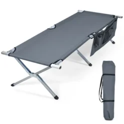 Costway Folding Camping Cot Heavy-duty Camp Bed W/Carry Bag For Beach Traveling Vocation Grey -Costway GUEST 73100dce e862 43b6 829f 2bbfd8bf9dce