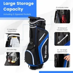 Costway Lightweight Golf Stand Bag With 14 Way Top Dividers 6 Pockets Cooler Bag Rain Hood Blue/Gray/Red -Costway GUEST 75865951 aefd 4863 a8c0 c153d1d36d56