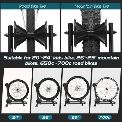 Costway Foldable Bike Floor Parking Rack Home Garage Storage Stand Fit 20''-29'' 5 Costway Foldable Bike Floor Parking Rack Home Garage Storage Stand Fit 20''-29'' - Image 3