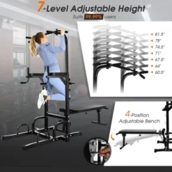 Costway Adjustable Power Tower Pull Up Bar Stand Dip Station Equipment With Bench Home Gym -Costway GUEST 75c918b7 fe9d 424f 90bc 57251344a5e9