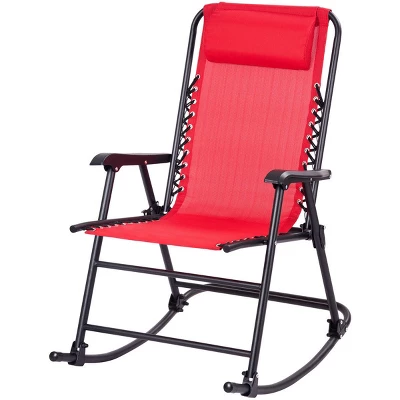 Costway Folding Zero Gravity Rocking Chair Rocker Porch Outdoor Patio Headrest Red 6 Costway Folding Zero Gravity Rocking Chair Rocker Porch Outdoor Patio Headrest Red - Image 4