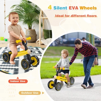 Costway Baby Balance Bike For 1-3 Years Old Riding Toy No Pedal For Boys & Girls Yellow 8 Costway Baby Balance Bike For 1-3 Years Old Riding Toy No Pedal For Boys & Girls Yellow - Image 6