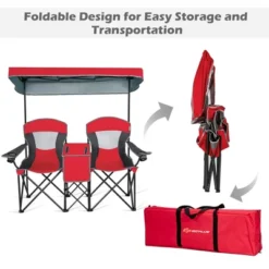 Costway Portable Folding Camping Canopy Chairs W/ Cup Holder Cooler Outdoor Red -Costway GUEST 7d21836d 7eef 499f b9a3 3497ed92bccb