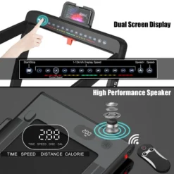 SuperFit 2.25HP 2 In 1 Dual Display Folding Treadmill Jogging Machine W/ Speaker -Costway GUEST 7e25f290 41e3 4000 88ba 0a0574b27410