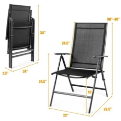 Costway Set Of 2 Patio Folding Chair Recliner Adjustable Black -Costway GUEST 80027f24 4260 4141 9e04 08744ca58b0a