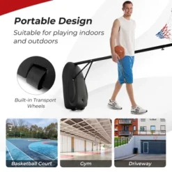 Costway 5.5-7.5FT Adjustable Portable Basketball Goal System With Shatterproof Backboard -Costway GUEST 8004a48d 30c8 43a9 8034 46b82d871337