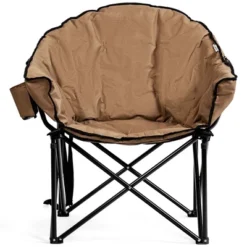 Costway Folding Camping Moon Padded Chair With Carry Bag Cup Holder Portable Navy BrownGrey -Costway GUEST 814ac76b c683 425a a914 8df7c2d53629