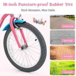 Honeyjoy 18 Inches Kids Bicycle W/Training Wheels & Basket For Boys & Girls Age 5-9 Years -Costway GUEST 81d07ab4 219e 4c2e a524 a6a1327c8ad0