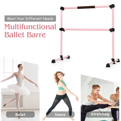 Costway Portable Ballet Barre 4ft Freestanding Adjustable Double Dance Bar SilverPinkPurple 5 Costway Portable Ballet Barre 4ft Freestanding Adjustable Double Dance Bar SilverPinkPurple - Image 3