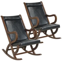 Costway Set Of 2 Rocking Chair With PU Cushion Modern Rocker W/ Rubber Wood Frame BlackRed 18 Costway Set Of 2 Rocking Chair With PU Cushion Modern Rocker W/ Rubber Wood Frame BlackRed -Costway GUEST 85f09865 6d0e 43d1 ba31 0be3150bb26d