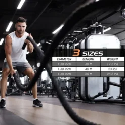 Costway 30FT/40FT/50FT Battle Rope 1.5'' Diameter Exercise Rope W/Anchor Strap Kit