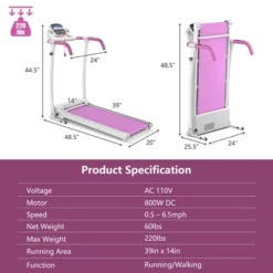 Costway 800W Folding Treadmill Electric /Support Motorized Power Running Fitness Machine Pink -Costway GUEST 86d540ce ddf1 4270 a95f 0f22262b264a 1