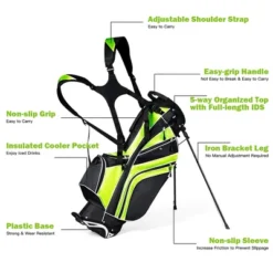 Costway Golf Stand Cart Bag Club W/6 Way Divider Carry Organizer Pockets Storage Green -Costway GUEST 8746f753 87b5 4728 85b2 b81463ea8c01