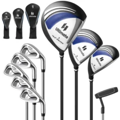 Costway 9 PCS Men's Complete Golf Club Set Right Handed With 460cc Alloy Driver Irons Gray/Navy -Costway GUEST 875e75d5 aeca 4425 bf5f d16a4ffa8389