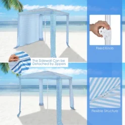 Costway 6.6' X 6.6' Foldable Beach Cabana Easy-Setup Beach Canopy W/ Carry Bag NavyBlue -Costway GUEST 879bcfb0 b236 4c5a 89f8 c45640ddb948