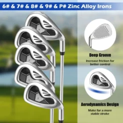 Costway 9 PCS Men's Complete Golf Club Set Right Handed With 460cc Alloy Driver Irons Gray/Navy -Costway GUEST 894f3c45 954a 43af 8bec b3c8fdf76cd8