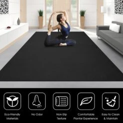 Large Yoga Mat 6' X 4' X 8 Mm Thick Workout Mats For Home Gym Flooring Black -Costway GUEST 895ce49e 04db 45ab 9798 236339554cdc