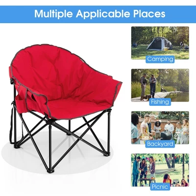 2 PCS Oversized Folding Padded Camping Moon Saucer Chair Bag Outdoor Fishing RedNavy BrownGrey 5 2 PCS Oversized Folding Padded Camping Moon Saucer Chair Bag Outdoor Fishing RedNavy BrownGrey - Image 3