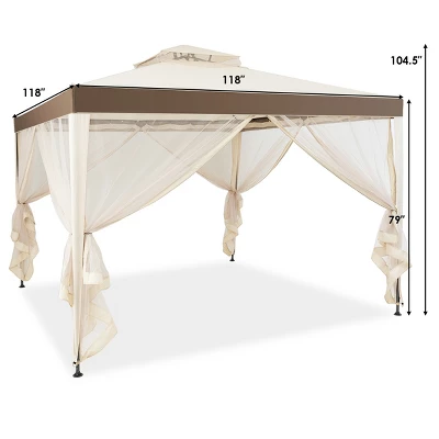 10’x 10’ 2-tier Canopy Gazebo Tent Outdoor Netting Picnic Party Sun Shade 3 10’x 10’ 2-tier Canopy Gazebo Tent Outdoor Netting Picnic Party Sun Shade