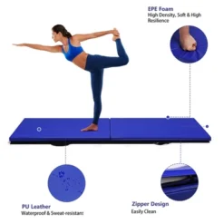 Costway 6'x2' Yoga Mat Folding Exercise Aerobics Stretch Gymnastic W/Handle Blue -Costway GUEST 8c968b7d bb69 48e7 b2bb b6f8a0d58ff8