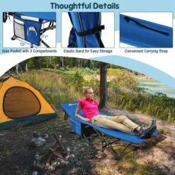 Costway Wide Foldable Camping Cot Heavy-Duty Steel Indoor & Outdoor Sleeping Cot Blue/Grey//Green/Black -Costway GUEST 8dda8661 8e11 4cea a519 7d913c78542e