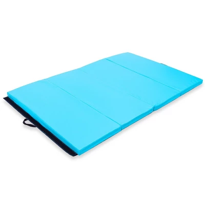 Costway 4'x6'x2'' Gymnastics Mat PU Thick Folding Panel Gym Blue 6 Costway 4'x6'x2'' Gymnastics Mat PU Thick Folding Panel Gym Blue - Image 4