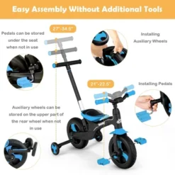Costway 5-in-1 Kids Bicycle Foldable Toddler Balance Bike W/ Detachable Push Handle -Costway GUEST 9089927d 832c 4176 83db 8b80ab31618f