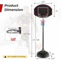 Costway 5.5-7.5FT Adjustable Portable Basketball Goal System With Shatterproof Backboard -Costway GUEST 92e1d526 ba51 4988 b8fe b605dac094bf