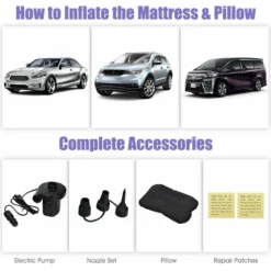 Costway Inflatable Car Air Backseat Mattress Flocking Travel SUV Camping Pad Pill & Pump -Costway GUEST 9472577a 6ec8 4a6c 91ab fd792c7f38ba