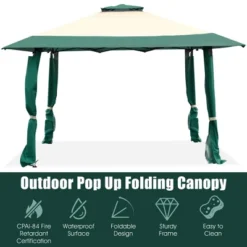 Costway 13'x13' Gazebo Canopy Shelter Awning Tent Patio Garden Green -Costway GUEST 94845a1d 7547 48ba 87fa 1724c30a22b5