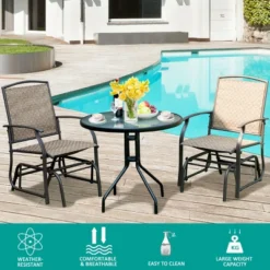 Costway 2PCS Patio Swing Single Glider Chair Rocking Seating Steel Frame Garden Brown -Costway GUEST 9581c9b3 b349 4be9 bd8e b6ec07b4b872