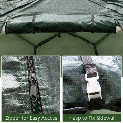 Costway 10'x10' Patio Tent Carport Storage Shelter Shed Car Canopy Heavy Duty Green 10 Costway 10'x10' Patio Tent Carport Storage Shelter Shed Car Canopy Heavy Duty Green - Image 8