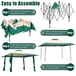 Costway 13'x13' Gazebo Canopy Shelter Awning Tent Patio Garden Green -Costway GUEST 9786642a 30cc 412f 81a7 36047625b44d