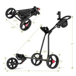 Costway Foldable 3 Wheel Golf Pull Push Cart Trolley Scorecard Drink Holder Mesh Bag -Costway GUEST 97f53725 a2f4 4ef6 aa25 ad5a7a789055
