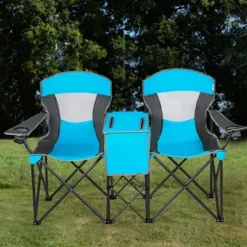 Costway Portable Folding Camping Canopy Chairs W/ Cup Holder Cooler Outdoor Blue -Costway GUEST 98739ff1 86f4 4775 a8bf 799b1b5d07ca