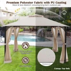 10' X 12' Patio Gazebo Replacement Top Cover 2-Tier Canopy CPAI-84 Outdoor -Costway GUEST 9a59ce09 a672 48c5 bb17 fcde4d78cb6a