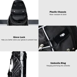 Costway Golf Stand Cart Bag Club W/6 Way Divider Carry Organizer Pockets Storage Black -Costway GUEST 9bded5d0 1a0d 4e2b 81f6 be7736d8ed39