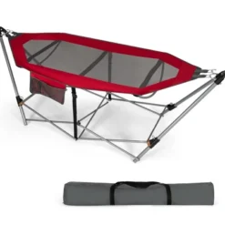 Costway Folding Hammock Indoor & Outdoor Hammock With Side Pocket & Iron Stand -Costway GUEST 9c7f51b8 8440 4581 b5fd 2e7ee41cede0
