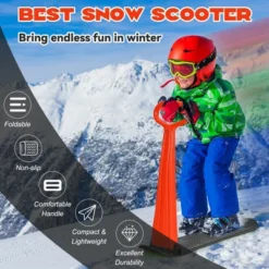 Costway Folding Snow Scooter W/Grip Handle Portable Snow Sled For Kids Teenagers -Costway GUEST a0babf44 d2cc 43ce a96e d2e44cc2022a