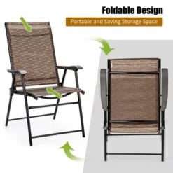 Costway 2PCS Outdoor Patio Folding Chair Camping Portable Lawn Garden W/Armrest -Costway GUEST a1dd7006 c3b1 4311 b435 872e18da56a9