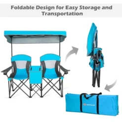 Costway Portable Folding Camping Canopy Chairs W/ Cup Holder Cooler Outdoor Blue -Costway GUEST a1f33691 5c7f 45ac 92e1 2aa135f941a4