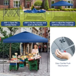 Costway Patio 10x10ft Outdoor Instant Pop-up Canopy Folding Tent Sun Shelter UV50+ Gray/Blue/White -Costway GUEST a46086c5 c67e 4eba 91e6 4017ae7cc330