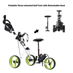 Costway Foldable 3 Wheel Push Pull Golf Club Cart Trolley W/Seat Scoreboard Bag Swivel -Costway GUEST a4651f1e dd8e 407b 810e 85274a0cc423