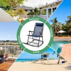Costway Patio Camping Rocking Chair Folding Rocker Footrest Lightweight Outdoor RedNavyBeigeGreyBlue -Costway GUEST a668602d 8627 43f6 9dc2 247616efe7c8