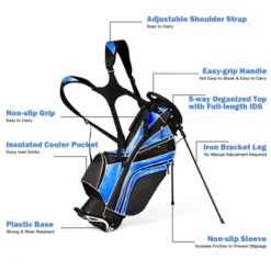 Costway Golf Stand Cart Bag Club W/6 Way Divider Carry Organizer Pockets Storage Blue -Costway GUEST a842714e 1491 4771 8fd1 59e8d72bcb9a