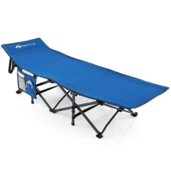 Costway Wide Foldable Camping Cot Heavy-Duty Steel Indoor & Outdoor Sleeping Cot Blue/Grey//Green/Black -Costway GUEST a9663555 57d5 40ba 902b 0088835ed932