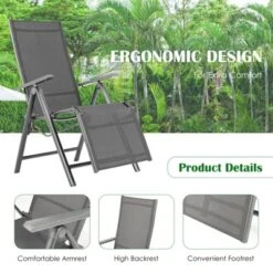 Costway 2PCS Patio Outdoor Folding Reclining Lounge Chair W/ Adjustable Backrest -Costway GUEST a98a37bc 4e80 462c 990d fb72d16a6879