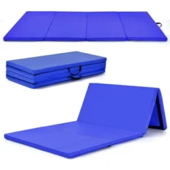 Costway 4'x8'x2'' Gymnastics Mat Thick Folding Panel Aerobics Exercise Gym Fitness Blue/Navy -Costway GUEST aa1167c5 7114 4251 9d16 a41cb5dace31