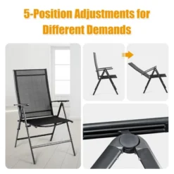 Costway Set Of 2 Patio Folding Chair Recliner Adjustable Black -Costway GUEST ac9d9382 6fac 428b 9fbd 5b9b109c5312
