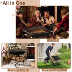Costway Outdoor Wood Burning Fire Pit Steel Patio Stove W/ Log Storage Rack & Wheels 15 Costway Outdoor Wood Burning Fire Pit Steel Patio Stove W/ Log Storage Rack & Wheels -Costway GUEST ad65d055 cfb8 4fbb 9c8d 42cb994bf296